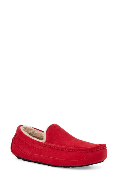 Shop Ugg (r) Ascot Leather Slipper In Samba Red Suede