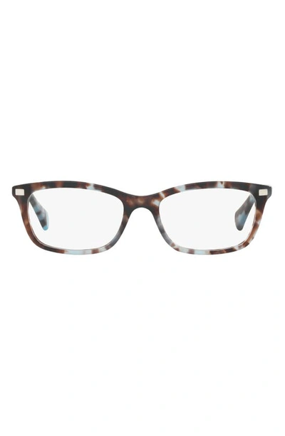 Shop Ralph Lauren 53mm Rectangular Optical Glasses In Tort Blue