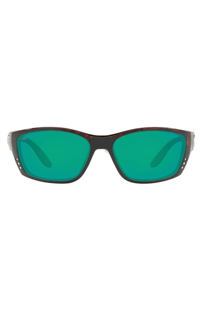 Shop Costa Del Mar 64mm Oversize Polarized Rectangular Sunglasses In Tort