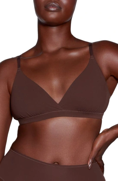 Shop Skims Fits Everybody Crossover Bralette In Cocoa