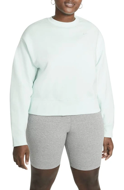 Shop Nike Sportswear Fleece Crewneck Sweatshirt In Barely Green/ White