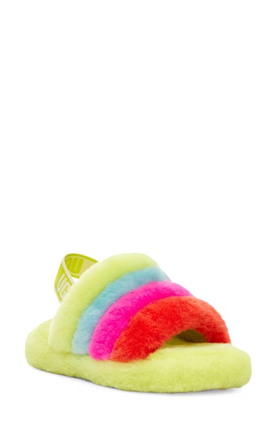 Shop Ugg Girl's  Fluff Yeah Slide Sandal In Neon Rainbow