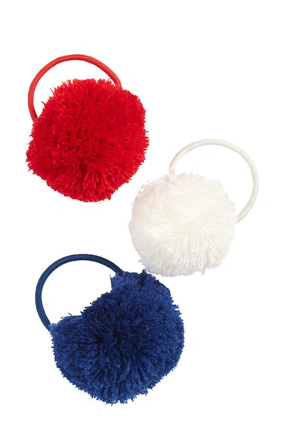 Shop Tucker + Tate Kids' 3-pack Pompom Hair Ties In Red Rococco Pom Pack