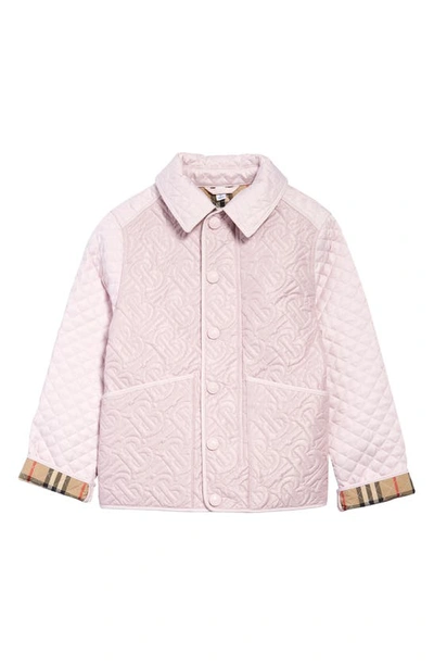 Shop Burberry Kids' Tb Quilted Puffer Jacket In Pastel Pink