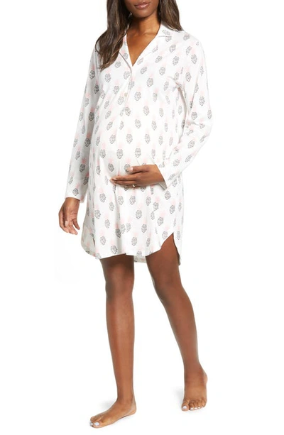 Shop Belabumbum Maternity/nursing Nightshirt In Pineapple Print