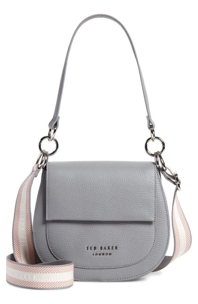Shop Ted Baker Amali Leather Crossbody Bag In Grey