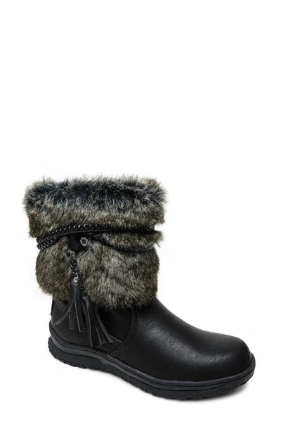 Shop Minnetonka Everett Water Resistant Faux Fur Boot In Black/faux Fur