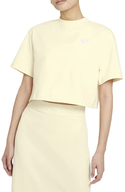 Shop Nike Sportswear Short Sleeve Jersey Crop Top In Coconut Milk/ White