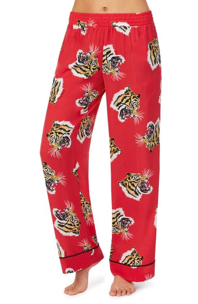 Wide Leg Pajama Pants In Lollipop Tiger Head Toss