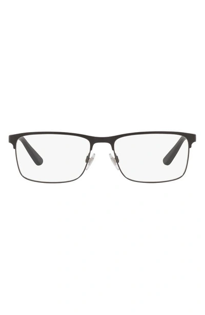 Shop Polo Ralph Lauren 56mm Rectangular Optical Glasses In Matte Black