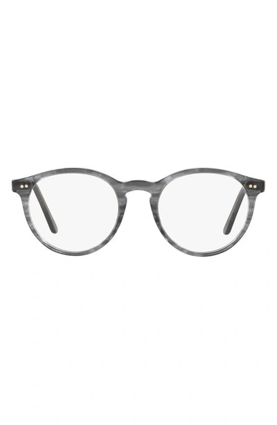 Shop Polo Ralph Lauren 48mm Round Optical Glasses In Striped Grey