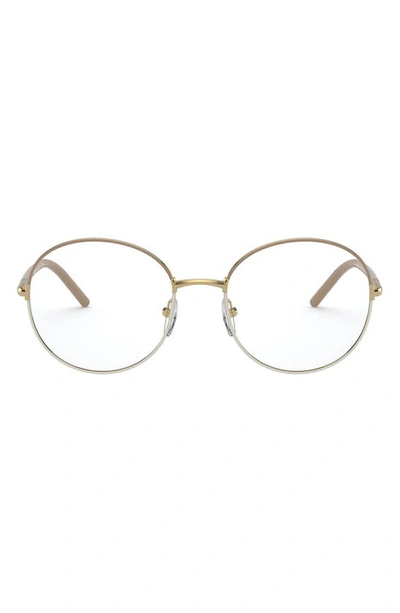 Shop Prada 51mm Round Optical Glasses In Beige