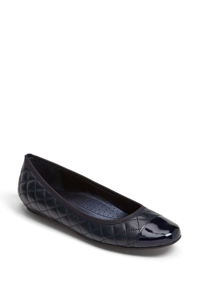 Shop Vaneli 'serene' Flat In Navy Nappa/ Patent