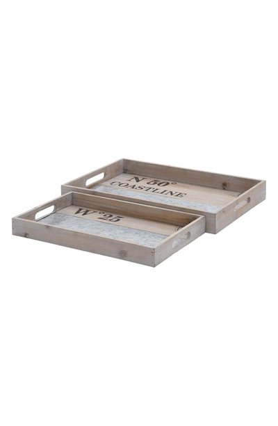 Willow Row Brown Wood Coastal Tray In Brown