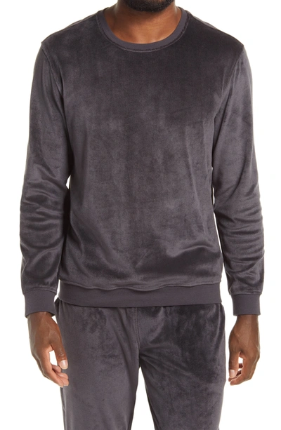 Shop Daniel Buchler Burnout Velour Long Sleeve Lounge Shirt In Grey