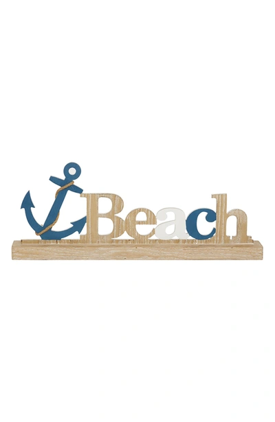 Shop Willow Row Brown Wood Beach Anchor Decorative Sign With Rope Detail