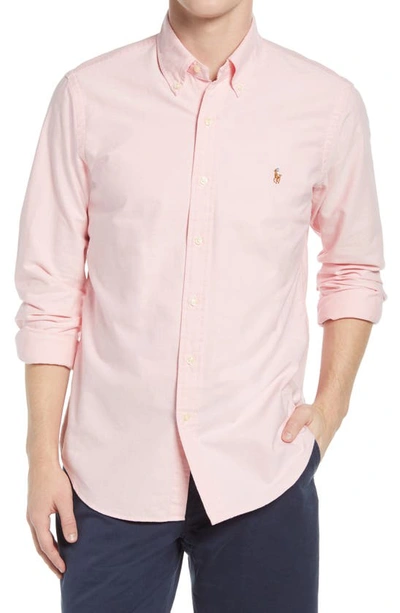 Shop Polo Ralph Lauren Classic Oxford Button-down Sport Shirt In Pink