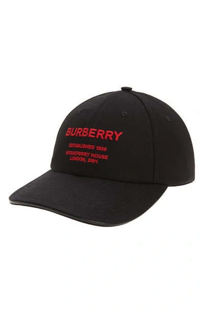 Shop Burberry Horseferry Logo Embroidered Baseball Cap In Black