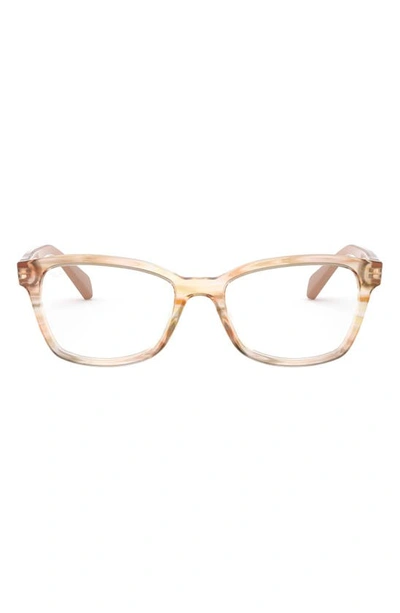 Ray Ban Ray-ban Kids' 46mm Rectangular Optical Glasses In Brown Striped