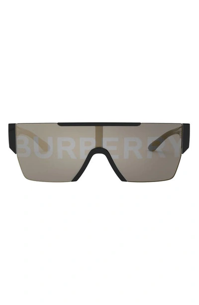 Shop Burberry 38mm Shield Sunglasses In Black/ Silver
