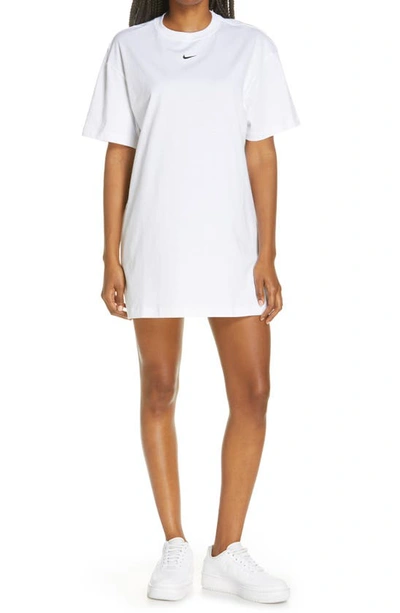 Shop Nike Sportswear Essential T-shirt Dress In White/ Black