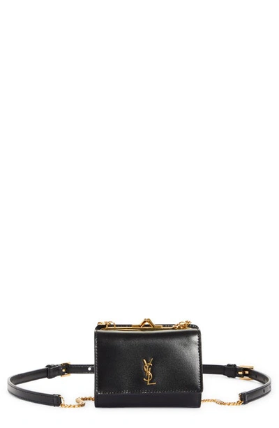 Shop Saint Laurent Calfskin Leather Belt Bag In Nero
