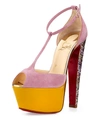 CHRISTIAN LOUBOUTIN NENECHERITZA PLATFORM RED SOLE PUMP, PINK