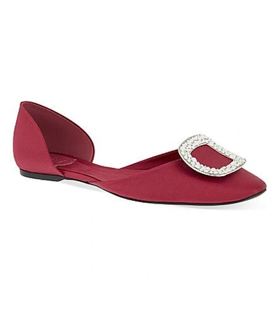 Shop Roger Vivier Chips Strass Silk Ballerina Flats In Fushia