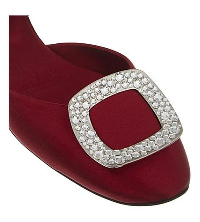 Shop Roger Vivier Chips Strass Silk Ballerina Flats In Red