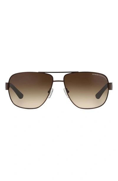 Shop Ax Armani Exchange 64mm Oversize Aviator Sunglasses In Dk Brown