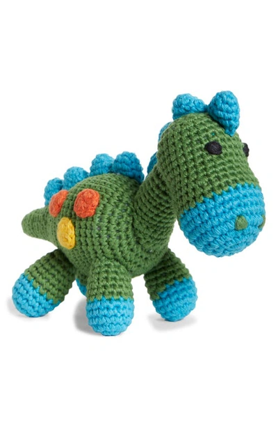 Shop Ware Of The Dog Cotton Crochet Dinosaur Squeaky Dog Toy In Green/blue