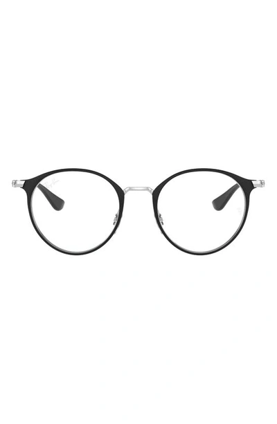 Shop Ray Ban Kids' 48mm Round Optical Glasses In Black Silver