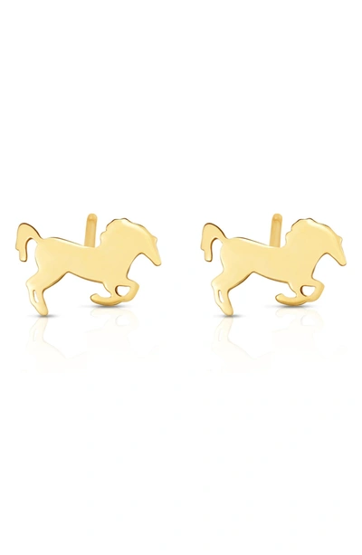 Shop Karat Rush 14k Gold Horse Mini Stud Earrings In Yellow