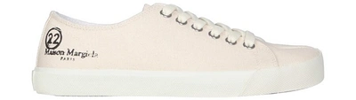 Shop Maison Margiela Shoes Tabi Canvas Sneakers In White