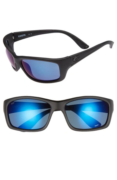 Shop Costa Del Mar Jose 60mm Polarized Sunglasses In Blackout/ Blue Mirror