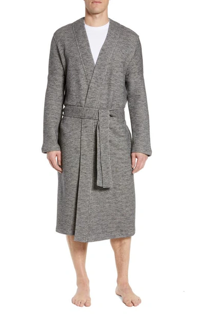 Shop Ugg Kent Heathered French Terry Robe In Black Heather