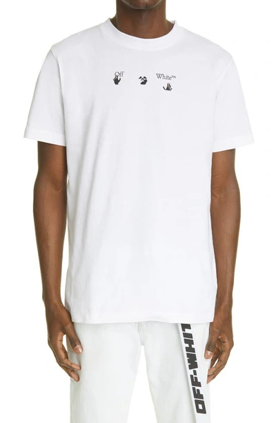 Shop Off-white Blue Marker Logo Graphic Tee In White/ Red