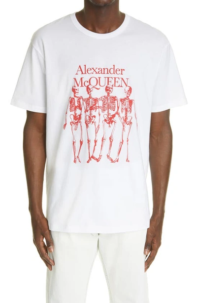 Shop Alexander Mcqueen Skeleton Graphic Tee In White/ Mix