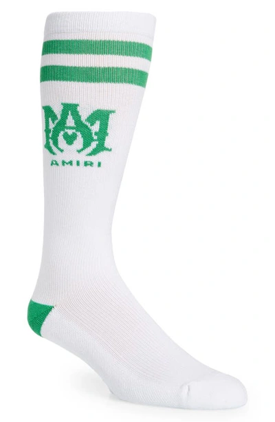 Shop Amiri M.a. Logo Crew Socks In Tennis Green