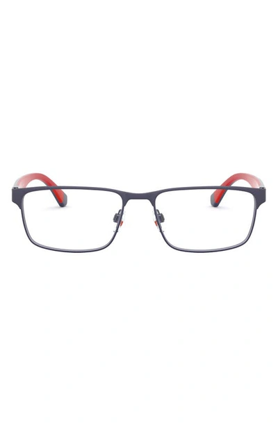 Shop Emporio Armani 56mm Rectangular Optical Glasses In Matte Blue