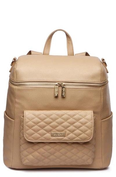Luli Bebe Monaco Faux Leather Diaper Backpack In Latte Brown
