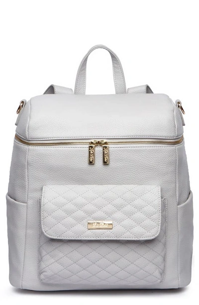 Shop Luli Bebe Monaco Faux Leather Diaper Backpack In Stone Grey