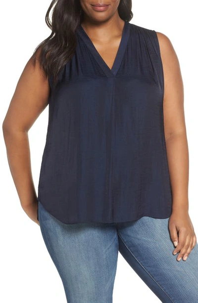 Shop Vince Camuto V-neck Rumple Blouse In Classic Navy