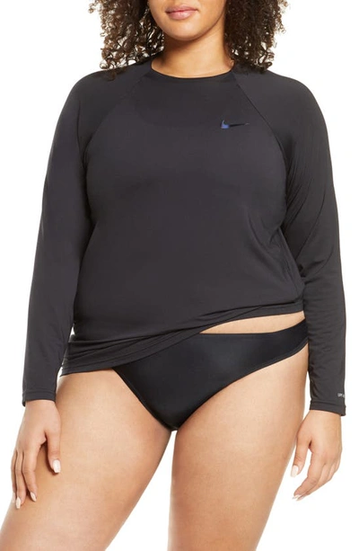 Shop Nike Essential Dri-fit Long Sleeve Hydroguard Top In Black