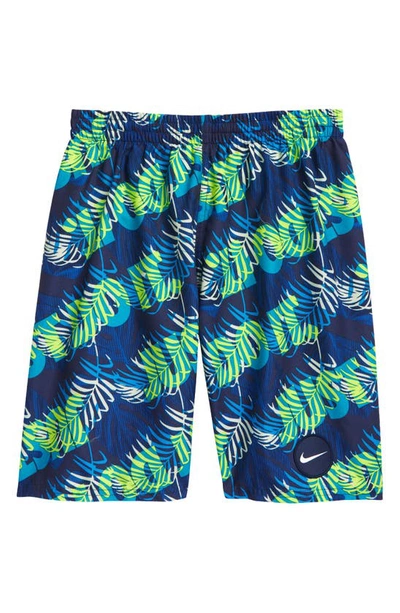Shop Nike Kids' Jdi Tropic Packable Volley Shorts In Midnight Navy