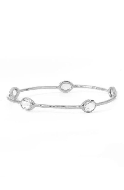 Ippolita Sterling Silver Rock Candy 5-stone Bangle In Clear Quartz In Silver - Clear Quartz