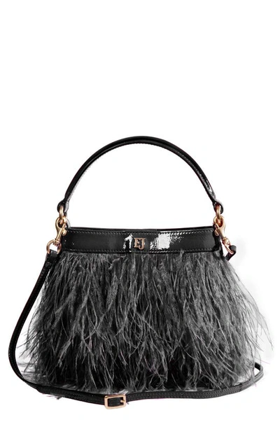 Shop Eric Javits Shindig Ostrich Feather Top Handle Bag In Black