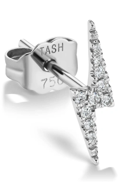 Shop Maria Tash Diamond Lightning Bolt Stud Earring In White Gold/ Diamond