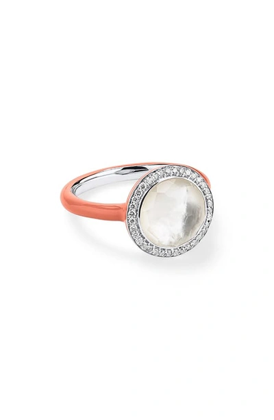 Shop Ippolita Carnevale Doublet & Diamond Ring In Coral/ Mother Of Pearl