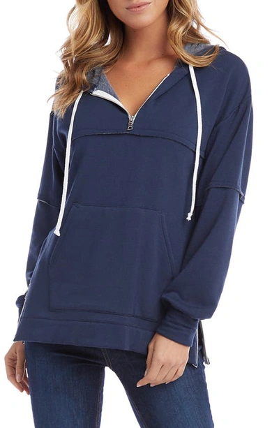 Shop Karen Kane Half Zip Hooded Sweatshirt In Ind